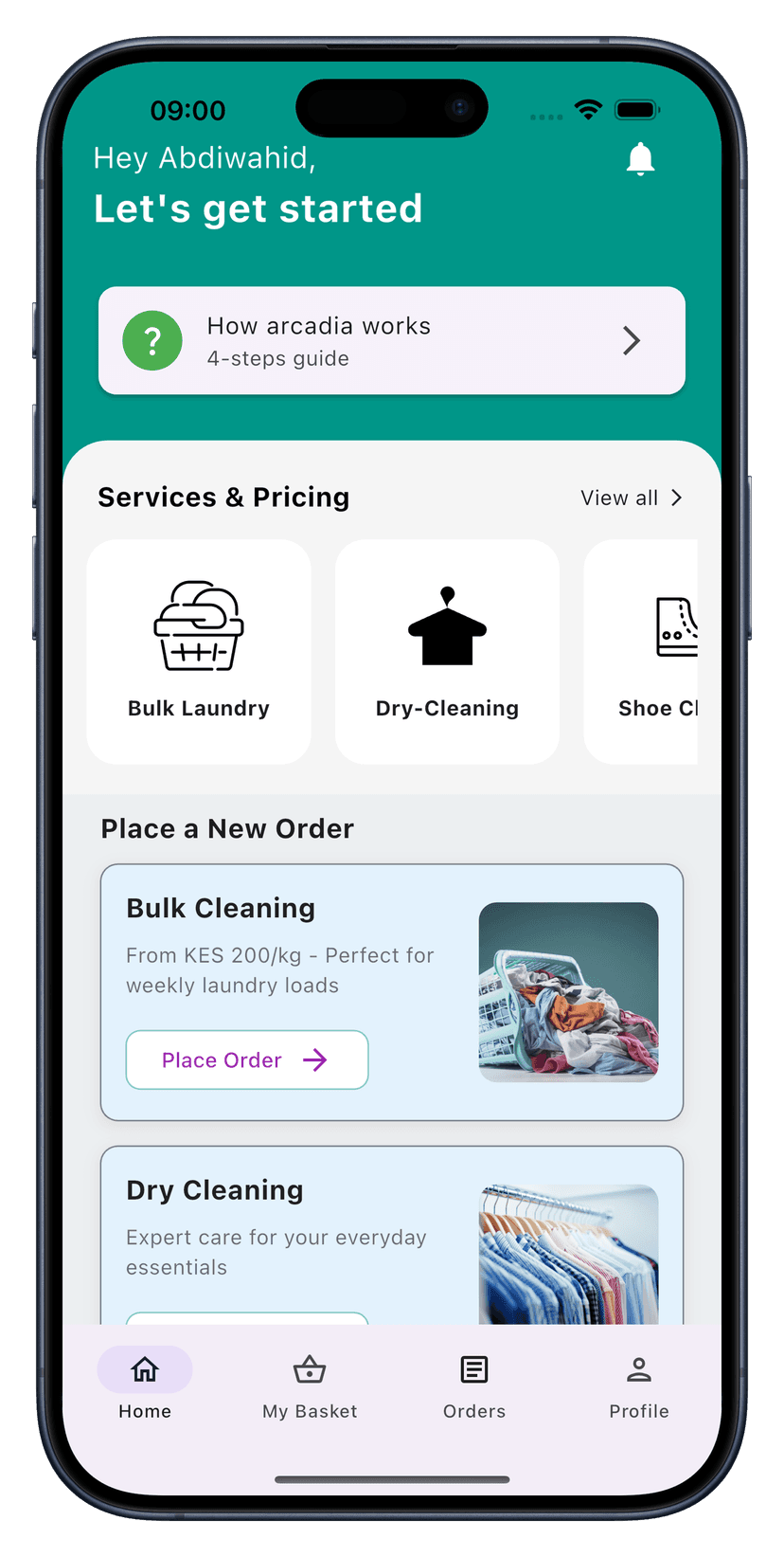 Laundry app mockup 1